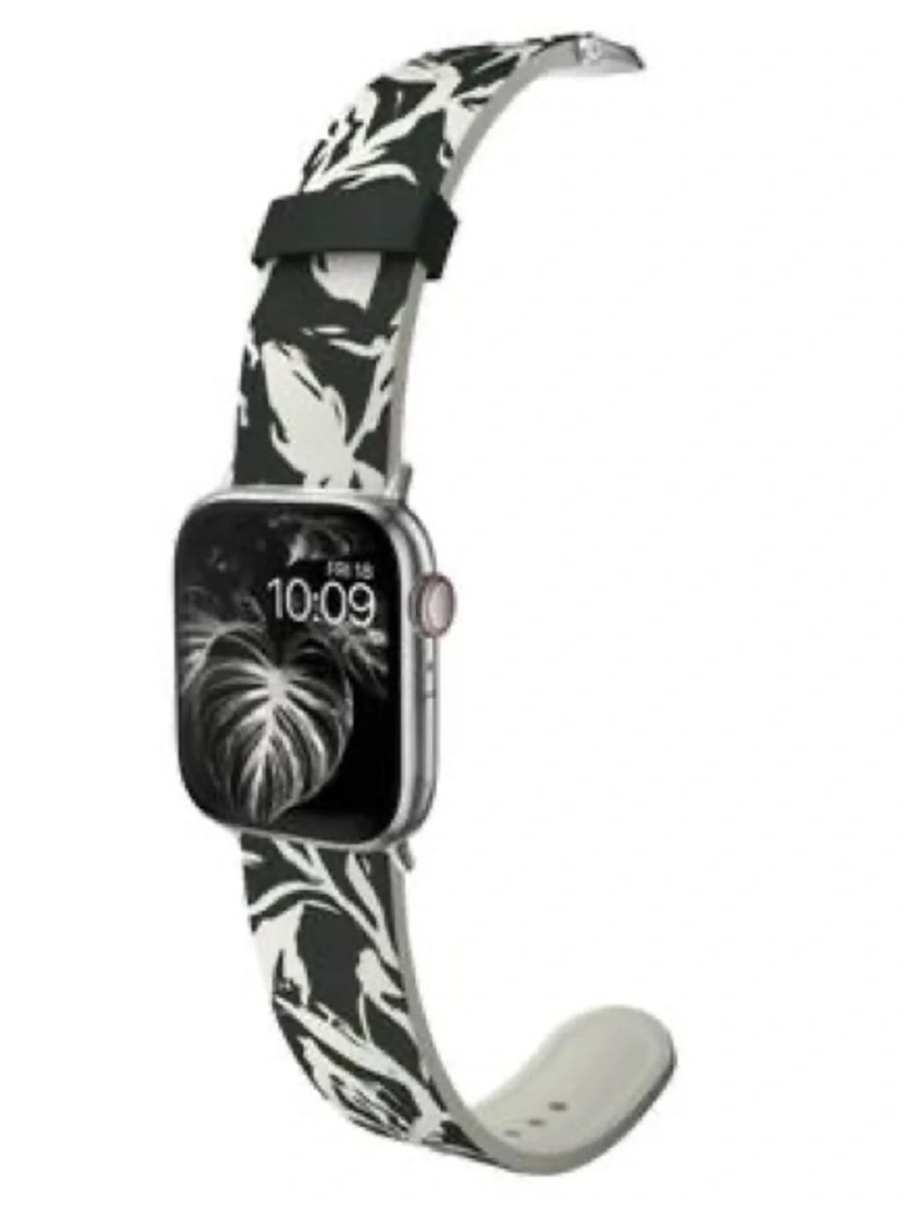 Black & White Floral Silicone Apple Watch Band